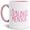 Tassendruck Design-Tasse Lieblingsmensch Innen und Henkel Rosa - Kaffeetasse/Mug/Cup - Qualität Made in Germany