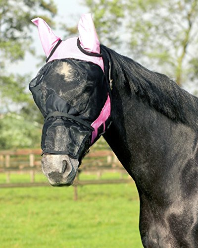 QHP Fliegenschutzmaske mit abnehmbarem Nasenteil (Kaltblut (X-Full), rosa)