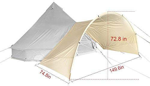 TentHome Bell Tent Arch Awning Outdoor Tent sunshade awing tarp (round awning for 4M,5M,6M, accessory)