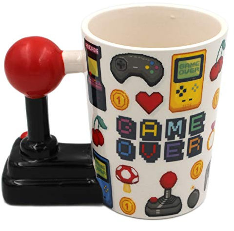WBWT Retro-Gaming Tasse, Arcade-Spiele Controler Pixel Game Over, Joystick Gamer-Tasse