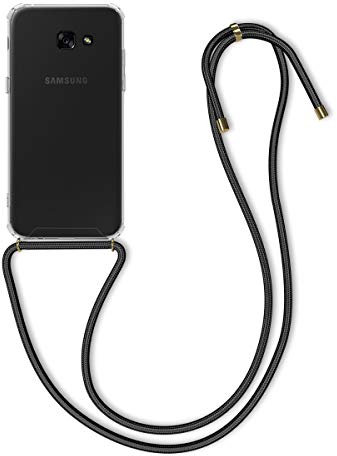 kwmobile Necklace Case kompatibel mit Samsung Galaxy A5 (2017) Hülle - Silikon Cover mit Handykette - Band Handyhülle Schwarz Transparent