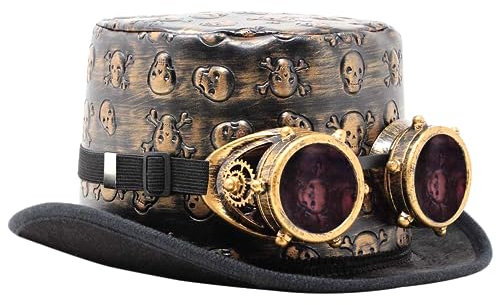 Spooktacular Creations Viktorianischer Steampunk-Zylinder mit klassischer Schutzbrille Vintage-Zubehörset für Erwachsene Halloween Dress Up braun