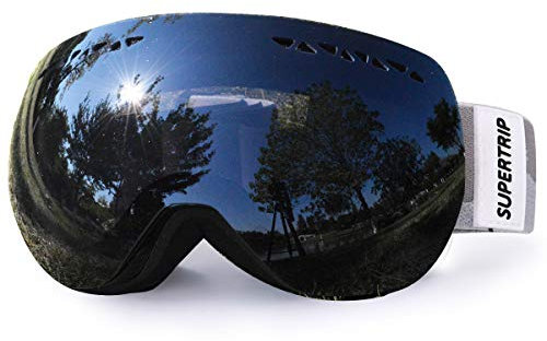 Supertrip Ski Goggles Over Glasses UV400 Anti-fog Skiing/Snowboard Goggles for Men & Women Professional Snowmobile Skate Goggles(black)