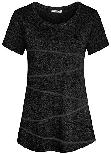 iClosam Womens Gym Tops Short Sleeve Yoga T Shirt for Women Running Athletic Clothes Wear Casual Tunic Workout Top Black