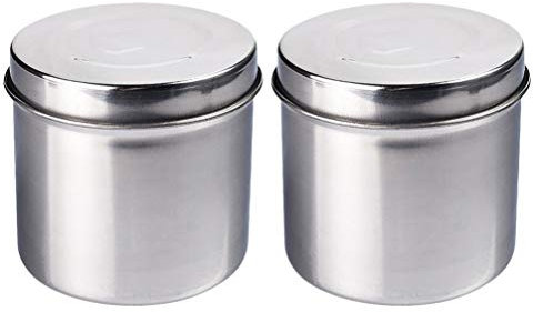 EXCEART 8cm Runde Metall Dose Edelstahl Medizinisches Instrumente Chirurgische Box Transportbehälter mit Deckel für Krankhaus Klinik Silber 2 Stück