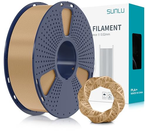 SUNLU PLA+ Filament 1.75mm, PLA Plus 3D Drucker Filament, Stärker belastbar, Neatly Wound, 1KG 3D Druck PLA+ Filament, Maßgenauigkeit +/- 0.02mm, Holz