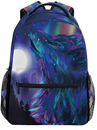Art Lune Nuit Loup Bouteille d'eau en Acier Inoxydable Thermos sans BPA 500ML Double Paroi Vide Gourde Bouteille Isothermes pour Sport école Café Thé