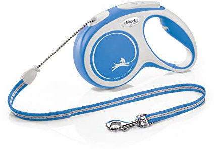 Flexi Leine New Comfort, Hundeleine Katzenleine Rollleine, Blau, M 20kg / 5m Seil
