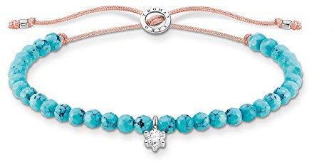 Thomas Sabo Armband türkise Perlen mit weißem Stein 925 Sterling Silber A1987-905-17-L20V
