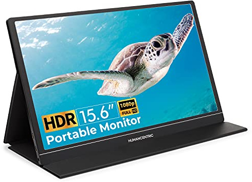 HumanCentric - Monitor portatile da 15,6 pollici USB-C e HDMI Display per laptop, telefoni e console di gioco, schermo Full HD 1920 x 1080 con Smart Cover magnetica