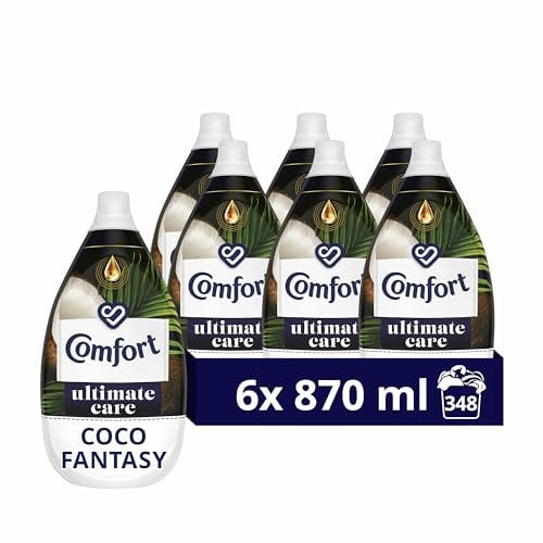 Comfort Ultimate Care Coco Fantasy Ultra-Concentrated Fabric Conditioner bottle made of 100% recycled plastic* for complete clothes protection 6x 870 ml (348 washes)