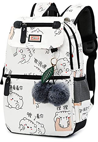 Ruigrea Schulrucksack Mädchen Teenager Kinder Rucksack mit Rückenpolster für 8 10 Jahre Ergonomisch Schultasche Schulranzen Katzenmotiv für Schule