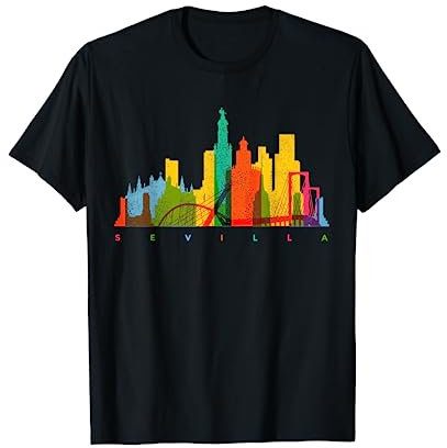 Sevilla Skyline Spanien, bunt, Retro, Vintage, Sevilla T-Shirt