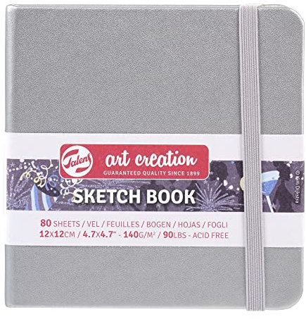 Talens Art Creation Skizzenbuch, 80 Blatt, 12 x 12 cm, Silber glänzend