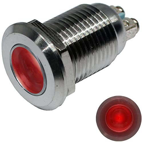 Lumonic LED Kontrollleuchte 16mm Rot aus Edelstahl I Signalleuchte mit Schraubanschluss - IP67 I Signallampe für Auto mit 6V, 12V & 24V LED Spannung