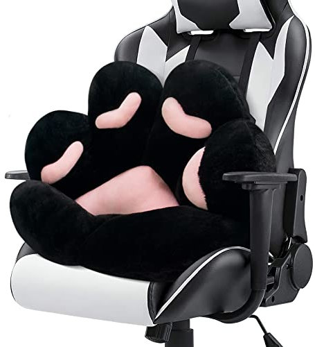 MOONBEEKI Cojín con Forma de Pata de Gato, cómoda Almohada de Felpa con Forma de Kawaii para Silla de Jugador, 28 x 24 Pulgadas, Bonito Asiento Kawaii para niñas, Regalo para trabajadora, Comedor,