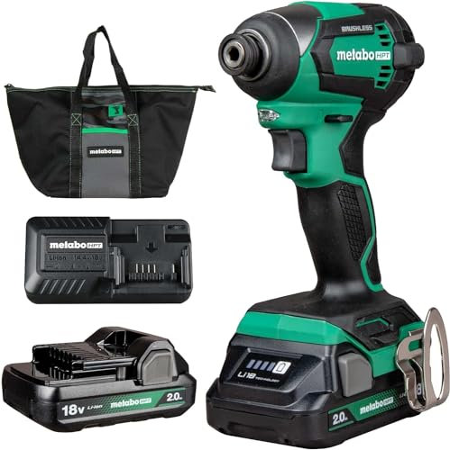 Metabo HPT Kit de destornillador de impacto inalámbrico MultiVolt de 18 V, juego de destornilladores de impacto compacto y ligero con 2 baterías Metabo de iones de litio, cargador, portabrocas de