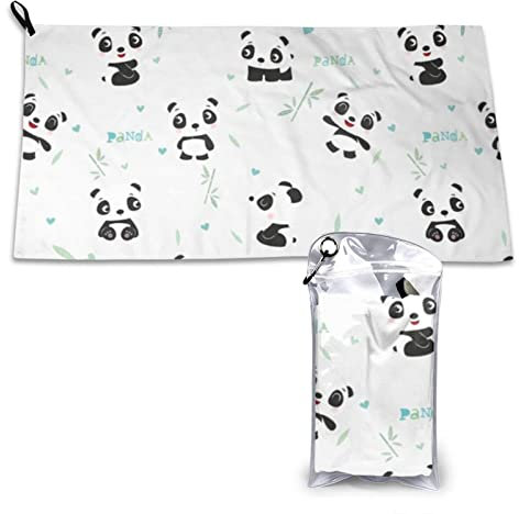 CARRDKDK Panda Bambus-Handtuch, schnell trocknend, Mikrofaser, absorbiert Wasser, Handtücher für Badezimmer, Fitnessstudio, Reisen, Yoga, 40,6 x 78,9 cm