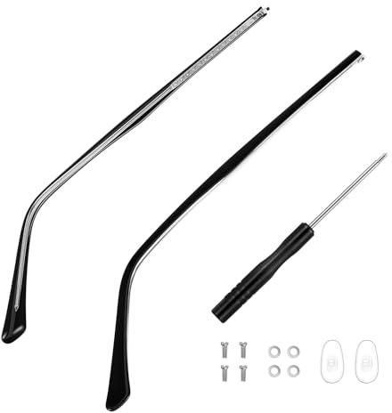 ULTECHNOVO Patillas De Gafas Repuesto Hipoalergénicas De Metal Brazos Para Gafas De Sol Y Vista Kit Con Tornillos Y Destornillador Para Reparación