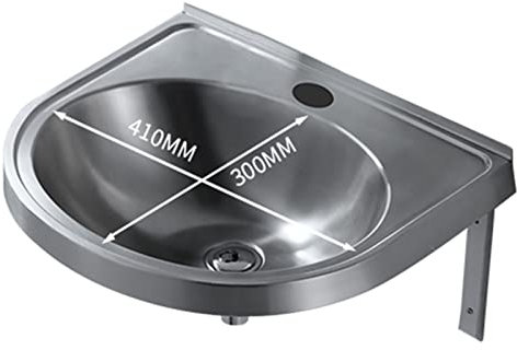 Handwaschbecken Aus Edelstahl, Handelsübliches Handwaschbecken Zur Wandmontage, 19 * 16 Zoll, Ovales Einfaches Waschbecken, Mit Montagehalterung, Für Restraunt, Bar, Geschäft (A)