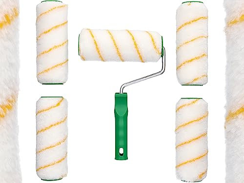 ToolSpace | 5X Roleau de Peinture 18 cm | Kit Professionnel | Rouleaux de Peinture Murs, Plafonds | Manche à Rouleau Ergonomique, Plastique, Durable | pour Travaux de Peinture, Rénovation