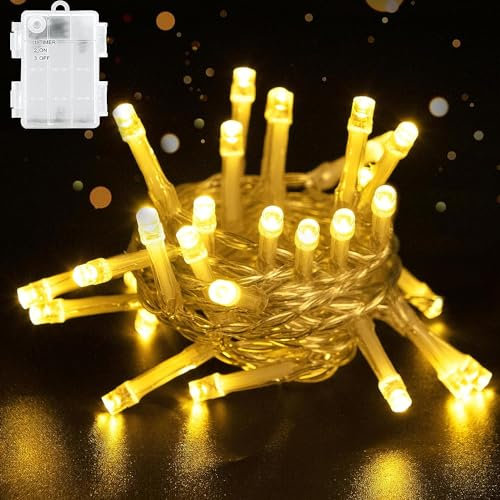 Gcstnn Battery Fairy Lights, 3M 30 LED Fairy Lights Battery Operated with Timer, IP65 Waterproof String Lights for Jar Garden Camping Christmas Indoor Outdoor Decorations, Warm White