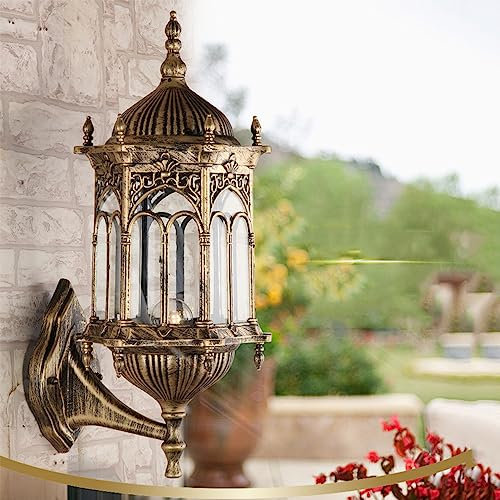 Chao Zan Nostalgische Wandlampe Vintage Landhaus Aluminium Glas IP44 E27 Außenleuchte Garten,Wandleuchte,ohne Glühbirne (FSBD-35)