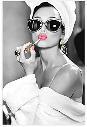 ZAPORA Audrey Hepburn Lippenstift-Poster, Leinwandposter, Wandkunst, Dekordruck, Bild, Gemälde für Wohnzimmer, Schlafzimmer, Dekoration, ungerahmt, 30 x 45 cm