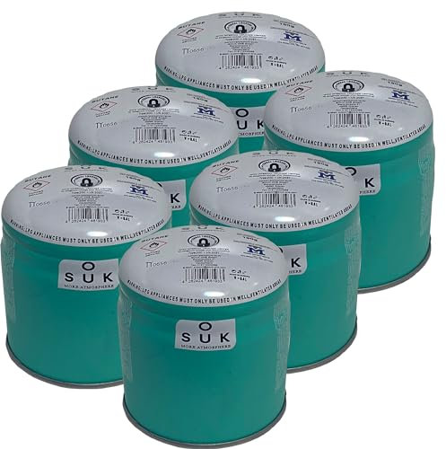 SOUK ONE Gaskartusche Premium 190g (400ml) 6X Butan Stechkartusche Gaskartusche Stechgaskartusche, Campingkocher, Gasheizung, Camping Gas Butangas Kartusche (6X 190g)