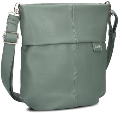 Zwei Damen Handtasche Mademoiselle.M M90 Umhängetasche 6 Liter klassische Crossbody Bag, weiches Kunstleder, Schulter-Tasche inklusive zweitem kurzen Gurt (eucalyptus)