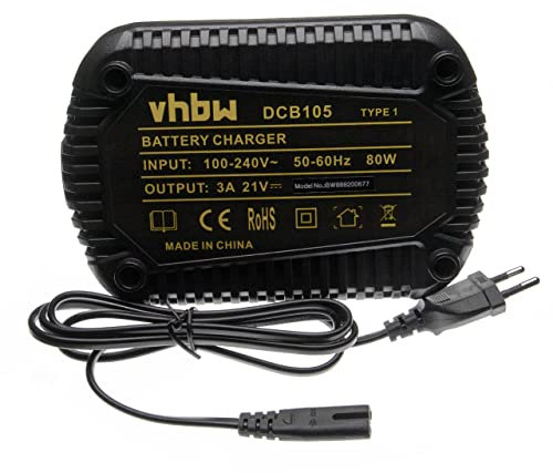 vhbw Ladegerät kompatibel mit Dewalt DCS391, DCS381, DCS387, DCS380M1, DCS380L1, DCS380B, DCS380, DCS380L2, DCS391B Werkzeug Li-Ion-Akkus