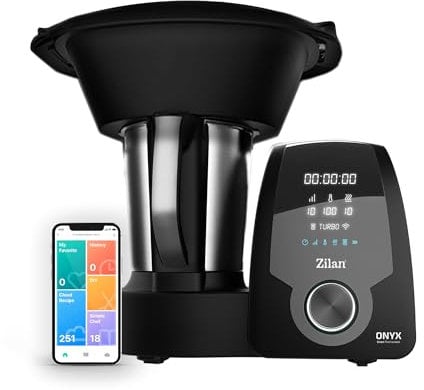 Zilan ONYX Thermo Robot, Robot da cucina multifunzione con Wi-Fi, 30 funzioni, display LED digitale, Bilancia incorporata, 3,3 L, 1700 W
