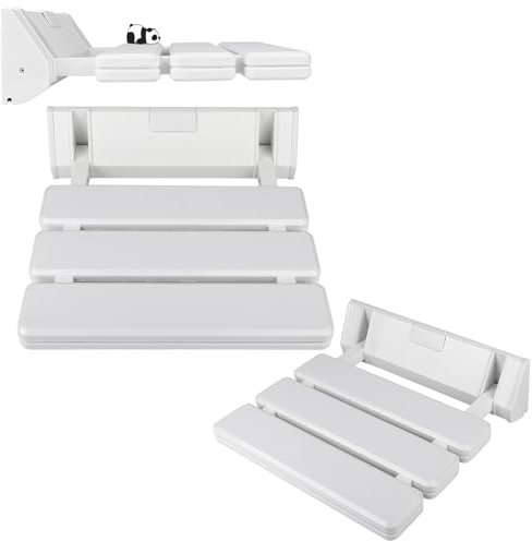 XUANYU Siège de Douche Antidérapant, Stable et Sécurité, Tabouret de Douche Mural en Plastique HDPE, Tabouret Salle de Bain Pliable pour Les Personnes Handicapées, âgées et Femmes Enceintes, Blanc D