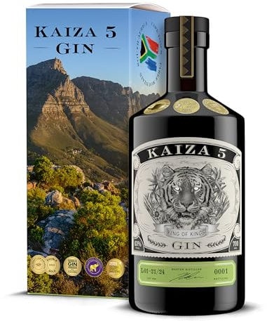 KAIZA 5 GIN - 0,7 l - 43% | Der ausgezeichnete Gin aus Südafrika/Kapstadt | Frisch, weich, exotisch mit schwarzer Johannisbeere und Grapefruit | Tafelberg