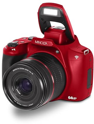 Minolta Cámara digital de enfoque automático de 64 megapíxeles con zoom óptico de 10x, video 4K Ultra HD y disparo macro