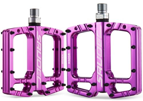 SRUOEC Pedali per bici da 9/16 pollici, pedali piatti professionali per mountain bike e strada, larghi e leggeri, in alluminio, viola