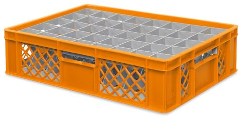 BRB Gläserkiste 600x400 mm für 15, 24, 33 oder 40 Gläser, farbig (Orange, für 40 Gläser Ø 67 mm, Glashöhe max 122 mm)