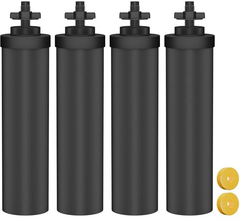Lot de 4 filtres à eau de rechange pour Berkey BB9-2, compatibles avec le système de filtre à eau Berkey Gravity, réduit le plomb et le chlore, élimine le goût, les odeurs
