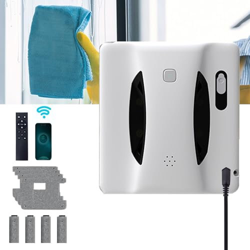 Lavavetri Intelligente Con Controllo App - Spazzola A Doppio Rullo+3 Ugelli+5 Modalità Di Pulizia, Lavavetri Con Aspirazione 3000pa Per Finestre/Vetro/Piastrelle Da Interni Ed Esterni
