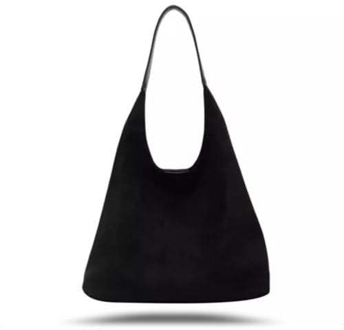 Vgpbphj Wildleder-Tragetasche für Damen, 2024 New Hobo Handtasche Taschen, Slouchy Schultertasche für Shopping, Arbeit., Schwarz , L