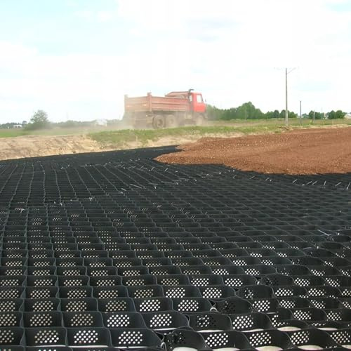 Gravel Grid Geogitter Für Stützmauer Für Schotterauffahrt, 5/ 10 CM Gitter Für Steilhangbefestigung Erosionsschutz Durchlässige Pflastersteine Für Unterbau/ Pferdehof/ Gehweg/ Wohnmobil/ Traktor(H 5CM