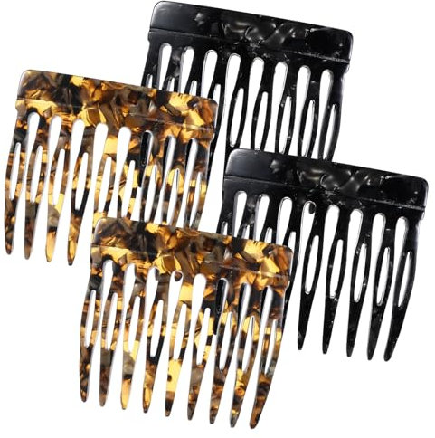 YUXIANLB 4 Stück Haarkämme, Französische Haarkämme Handgefertigt Onyx Twist Französischer Vintage-Stil Haarklammern Kleine Französische Seitenhaarkämme für Frauen Starke Halt Haarklammern Frauen