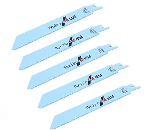 MiJunHD 5Pcs S922EF BIM 18PTI Saw Blade, 1.4mm Teeth, 150mm 6inch Flexible Reciprocating Saw Blades for Cutting Wood & Metal