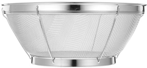 AUTSUPPL Fine Mesh Rice Washing Bowl Small Kitchen Colander Basket for Washing Fruit and Vegetables Draining Rice Compact 8.58 in Stainless Steel Strainer