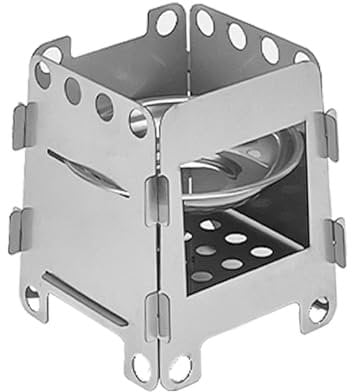 Okeeyseda Stainless Steel Card Stove with Alcohol Tray Portable Folding Pocket Stove Outdoor Camping Cooking Picnic Cookware