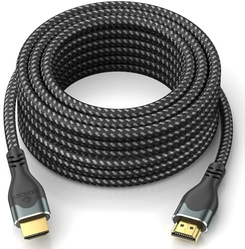 HXRKDEV High Speed HDMI Cable, 18 Gbps, 4K 60HZ UHD 2160p, 24K Gold Plated Connectors, Nylon Braided Compatible for Laptop, Monitor, PS5, PS4, Xbox One, Fire TV & More (50ft)
