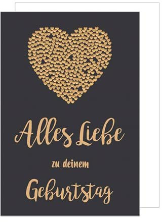 Edition Seidel Premium XXL Maxi Glückwunschkarte zum Geburtstag mit Umschlag Format DIN A4. Geburtstagskarte Grußkarte Karte Billet Happy Birthday für sie ihn Mann Frau Herz gold (A4-G2332)