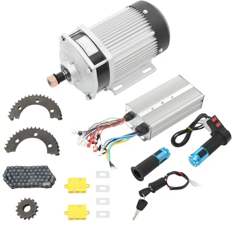 1500W 60V DC-Motor-Komplettset 27,5N.m Lastgewicht 500-600kg, 3-Geschwindigkeit Brushless Motor Bausatz Elektromotor Umrüstsatz für Scooter GoKart