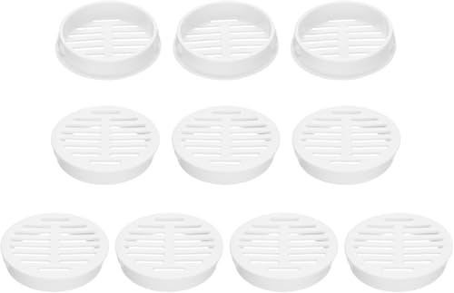 SANTUO 10Pcs 50mm Air Vents, 2inch Circular Flat Soffit Vents, White Plastic Soffit Vent Cover for Bathroom Home, Office, Kitchen, Cabinet, Wardrobe
