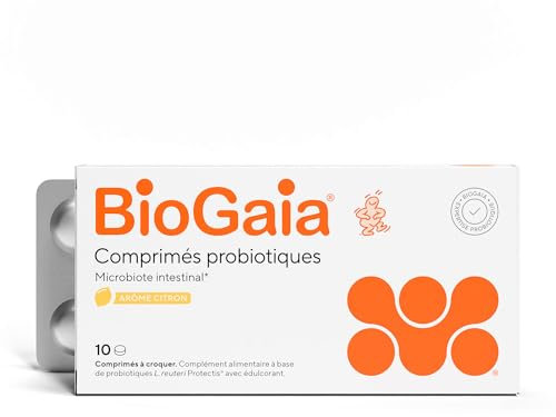 BioGaia Comprimés Probiotiques pour Adultes | Équilibre de la Flore Intestinale | Complément Alimentaire | Contient le L. reuteri Protectis | Arôme Citron – 30 Comprimés à Croquer